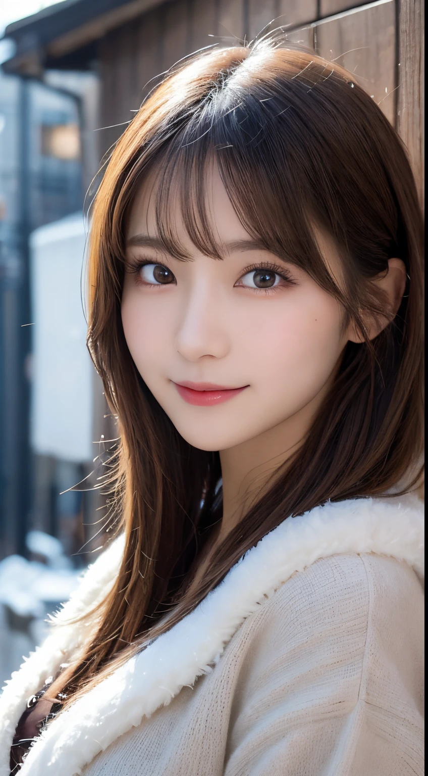 masutepiece, Best Quality, Illustration, Ultra-detailed, finely detail, hight resolution, 8K Wallpaper, Perfect dynamic composition, Beautiful detailed eyes, fluffy winter clothes,Medium Hair,Small breasts natural color lip, Bold sexy poses,Smile,home、20 years girl、Cute、Sexy shot looking at camera
