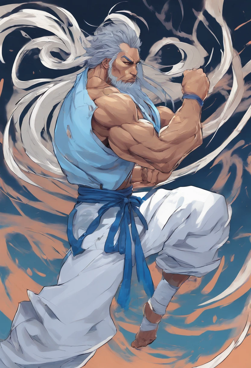 Prompt for Zephyr Stormblade artwork:

Create a (((masterpiece))) of Zephyr Stormblade, a martial artist mastering wind control. Show his fusion of martial arts and wind manipulation, enabling swift attacks and agile evasions. The (((ultra-detailed))) 8k CG wallpaper should highlight his distinctive wind aura, enhancing agility and hindering foes.

Visual details:

	•	Fluid attire inspired by clouds and wind, in light blue and white tones.
	•	Ninja-style face mask for mystery.
	•	Medium height, slender with a confident, agile posture.
	•	Long flowing hair, piercing eyes, subtle glowing tattoos during wind power use.

Background story:
Zephyr Stormblade, a master of Eastern martial arts, integrates ancient wind control teachings into his style. His journey brings him to the Street Fighter world, aiming to prove the balance of strength and agility as the key to victory