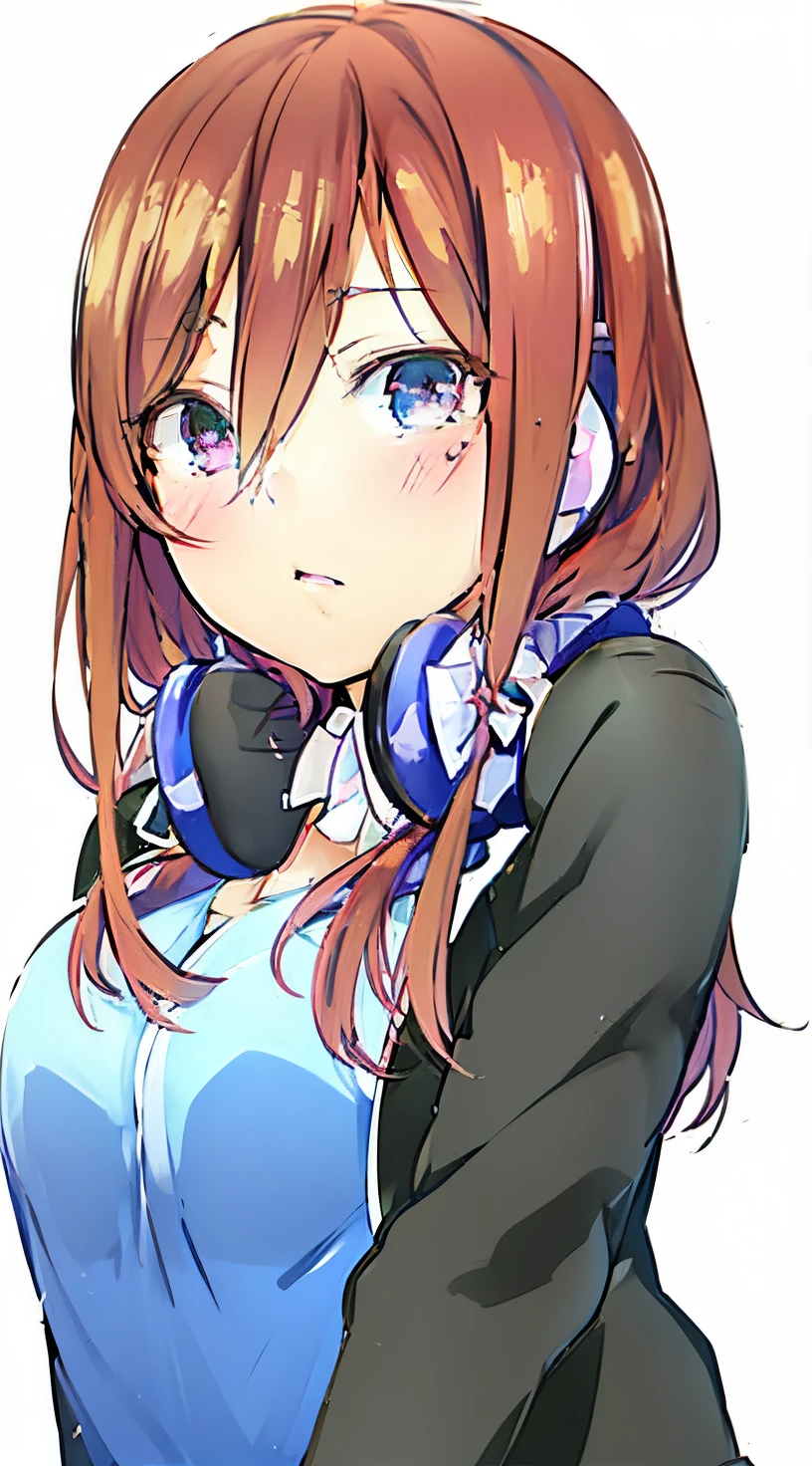 Anime girl in headphones and a blue shirt, Anime visuals of cute girls, sayori, (Anime Girl), Anime girl named Lucy, an anime girl, a female anime character, With headphones, beautiful anime high school girl, Anime Girl with Long Hair, Rin, Anime Best Girl, Ilya Kuvshinov with long hair, hana yata, young anime girl