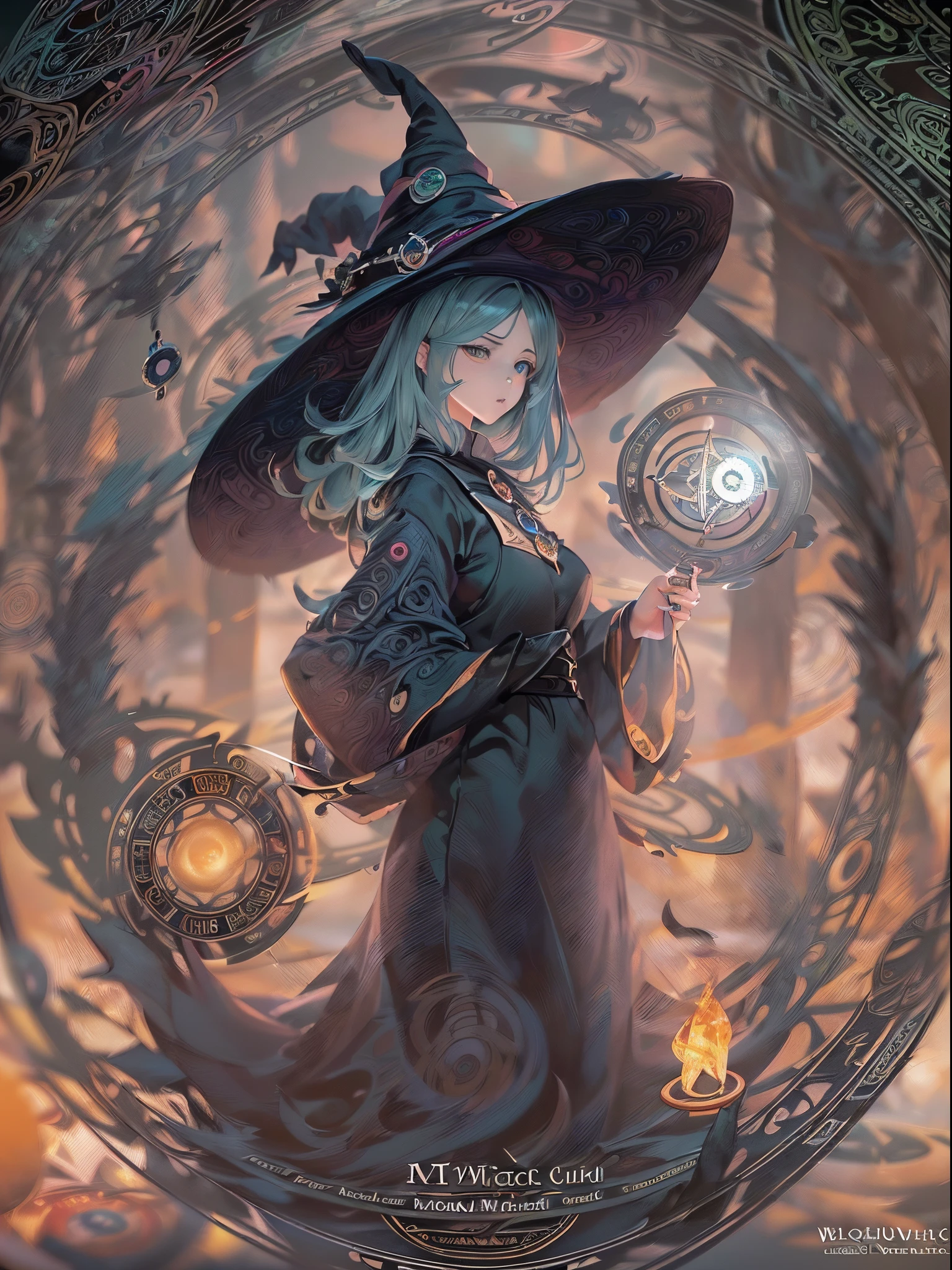 ((Finest quality)),(超A high resolution),(ultra-detailliert),(Meticulous portrayal),((Best Anime)),(Finest works of art),(Ultra-Precision Art),(The art of astounding depiction,Overwhelming depiction:1.5),(Complex and detailed fantasy art), (1 adult female:1.6),(the witch:1.8),Seductive proportions:1.7, (Blurred magic circle:1.7)