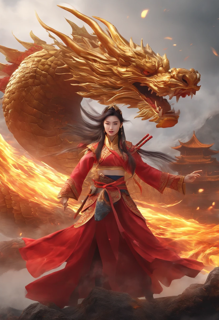 amazing quality, masterpiece, best quality, hyper detailed, ultra detailed, UHD, DOF, depth of field, HDR, perfect anatomy
close up, dragon head portrait, (white hybrid gold) dragon, soaring through the clouds and mist, over the cloud,( sunrise:1.2), mystical sky,
a girl standing with a dragon, touch the dragon, (stylish pose:1.2), joyful, hope light, background light, (caress:1.4),
outstretched arm, outstretched hand, looking at viewer, smile, beaming, wearing red cheongsam, hug the dragon,
glowing, dazzling, shine, translucent, long skit, long hair, wing blow, gold, (sparking, light particles:1.2),
<lora:add-detail-xl:0.75>,
<lora:Haute_CoutureXL:0.6> DTstyle,
<lora:EnvyBetterHiresFixXL01:1.0>,
<lora:extremely_detailed:1.2>, extremely detailed,
<lora:DonM3t3rn1tyXL-v1.1:0.75> DonM3t3rn1tyXL
<lora:zavy-chnsdrgn-sdxl:0.5>, zavy-chnsdrgn,
<lora:ClearHand-V2:1.0>
SK_Fantasy,