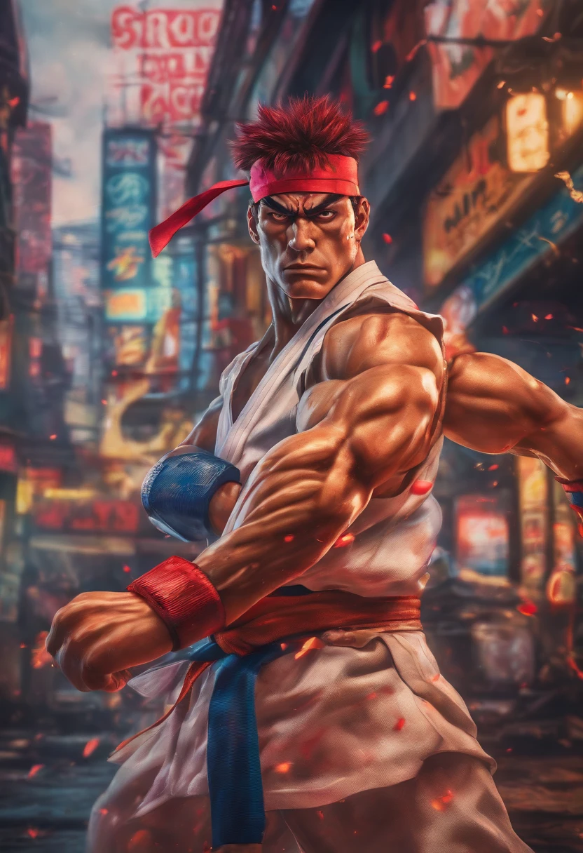 (best quality,8k,highres,masterpiece:1.2),ultra-detailed,(realistic,photorealistic,photo-realistic:1.37),HDR,professional,vivid colors,bokeh,Danger Zone from street fighter,city scenery,wallpaper