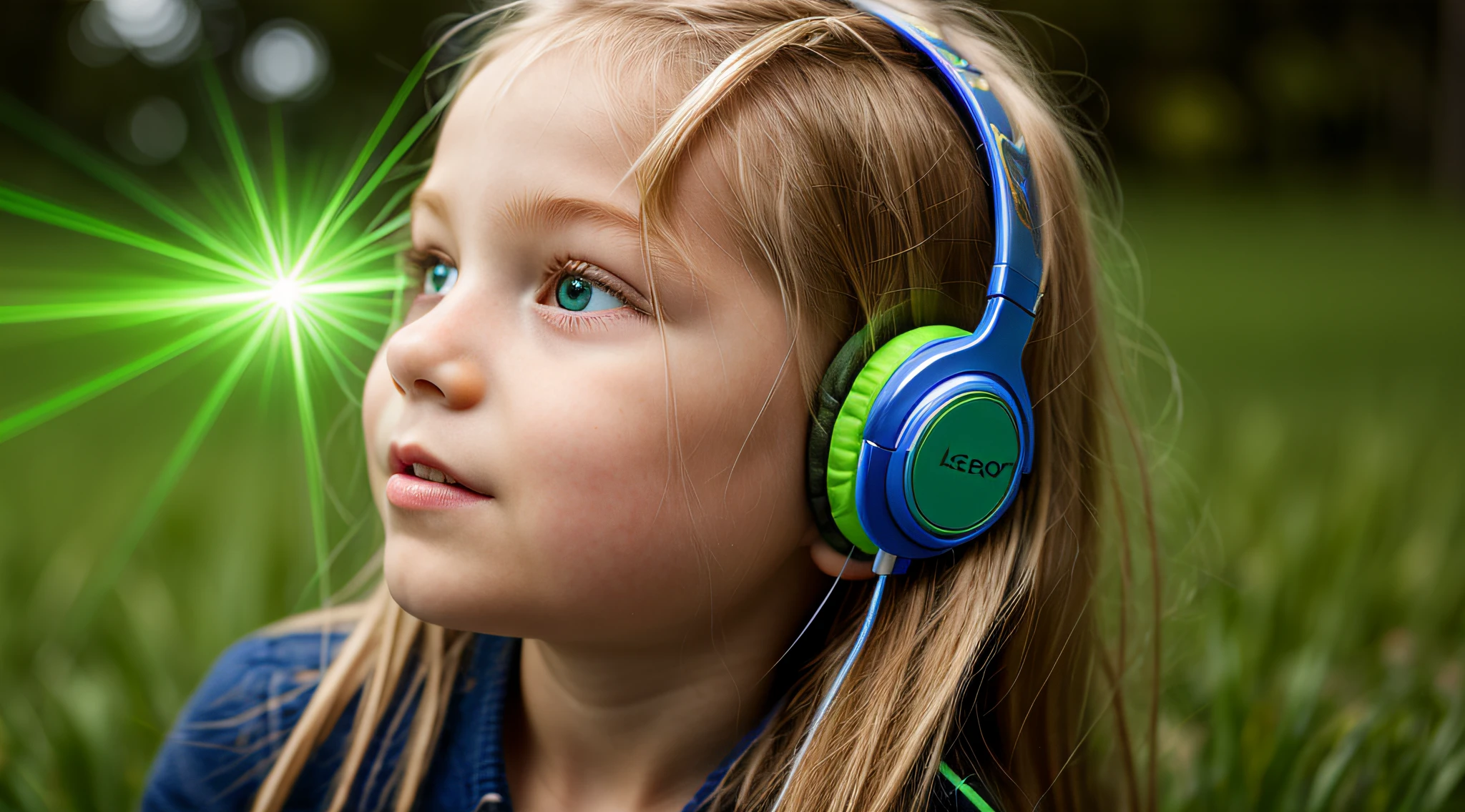 girl , blonde long hair of braids,portrait, with headphones on smiling and holding hands up, blue leather jacket, girl wearing headphones, listening to music, wearing headphones, with headphones, with headphones, wearing a headset, vibrating with music, listening to pious music, wearing headphones, Using headset for gaming, tinnitus, high quality portrait, headphones on, digital art H 9 6 0, (white background: 1.3).