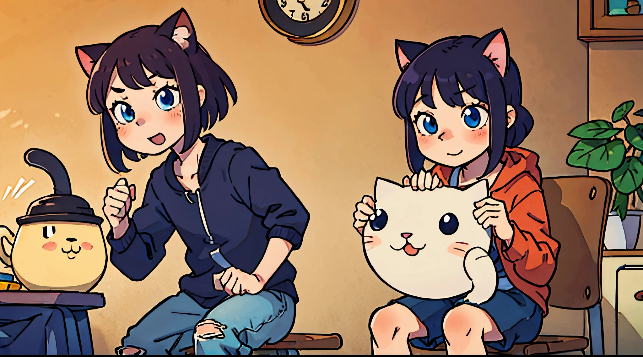 cute anthropomorphic cat anime