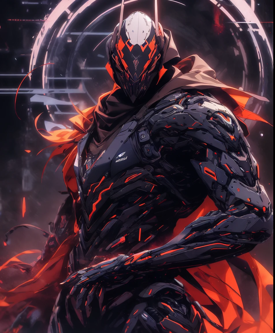 a man in a colorful jacket and black pants standing in a dark room, vestindo manto de culto colorido, traje colorido, Personagem de Mortal Kombat, como personagem em tekken, personagem de jogo de luta, assassino cyberpunk, mago com capuz colorido, roupas cyberpunk, roupas coloridas, O ninja colorido, usando armadura assassina de couro, um assassino adolescente ousado, jaqueta colorida fresca, Cyberpunk Rua Goon