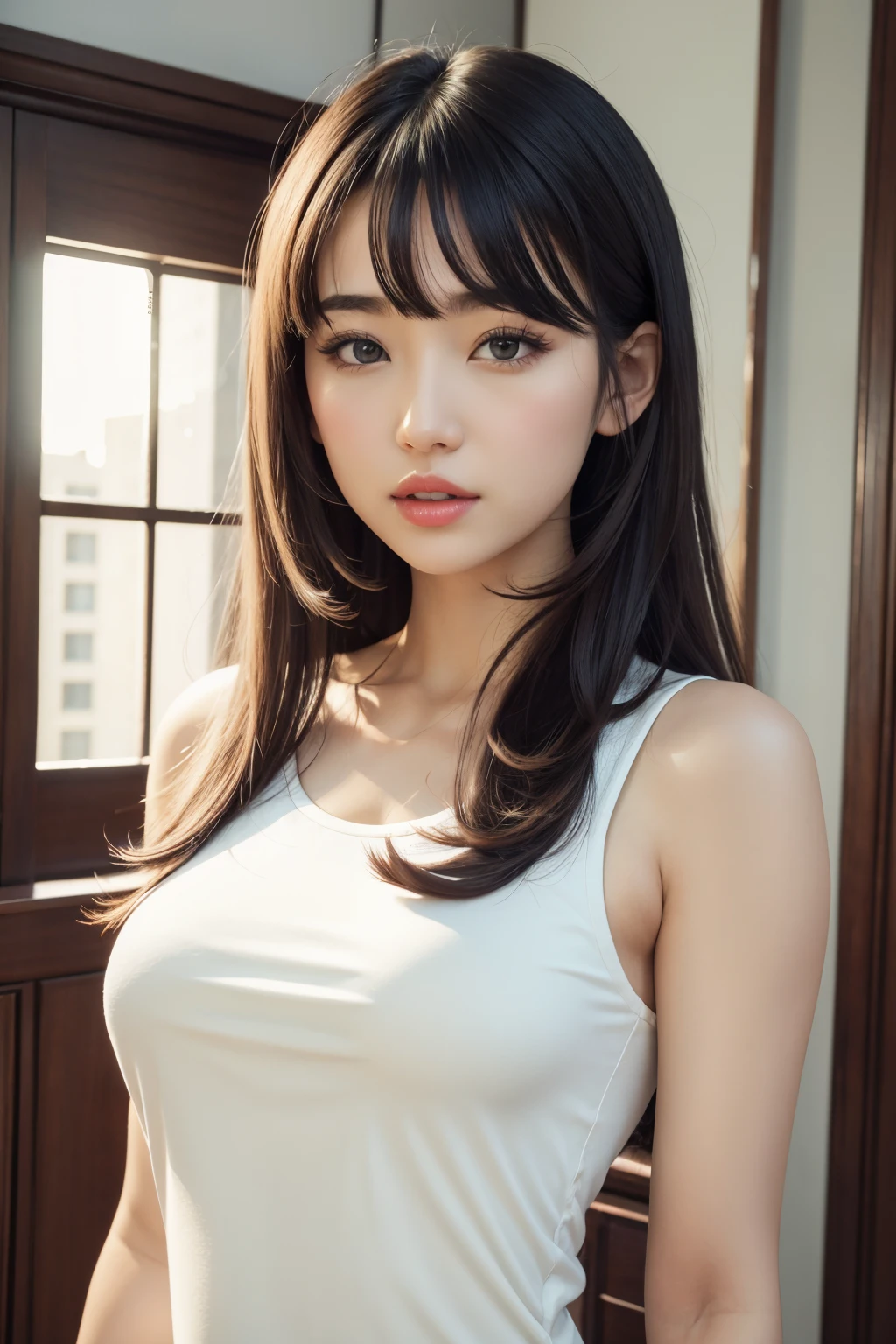 realistic, best quality, hyoon, (upper body:1.4),