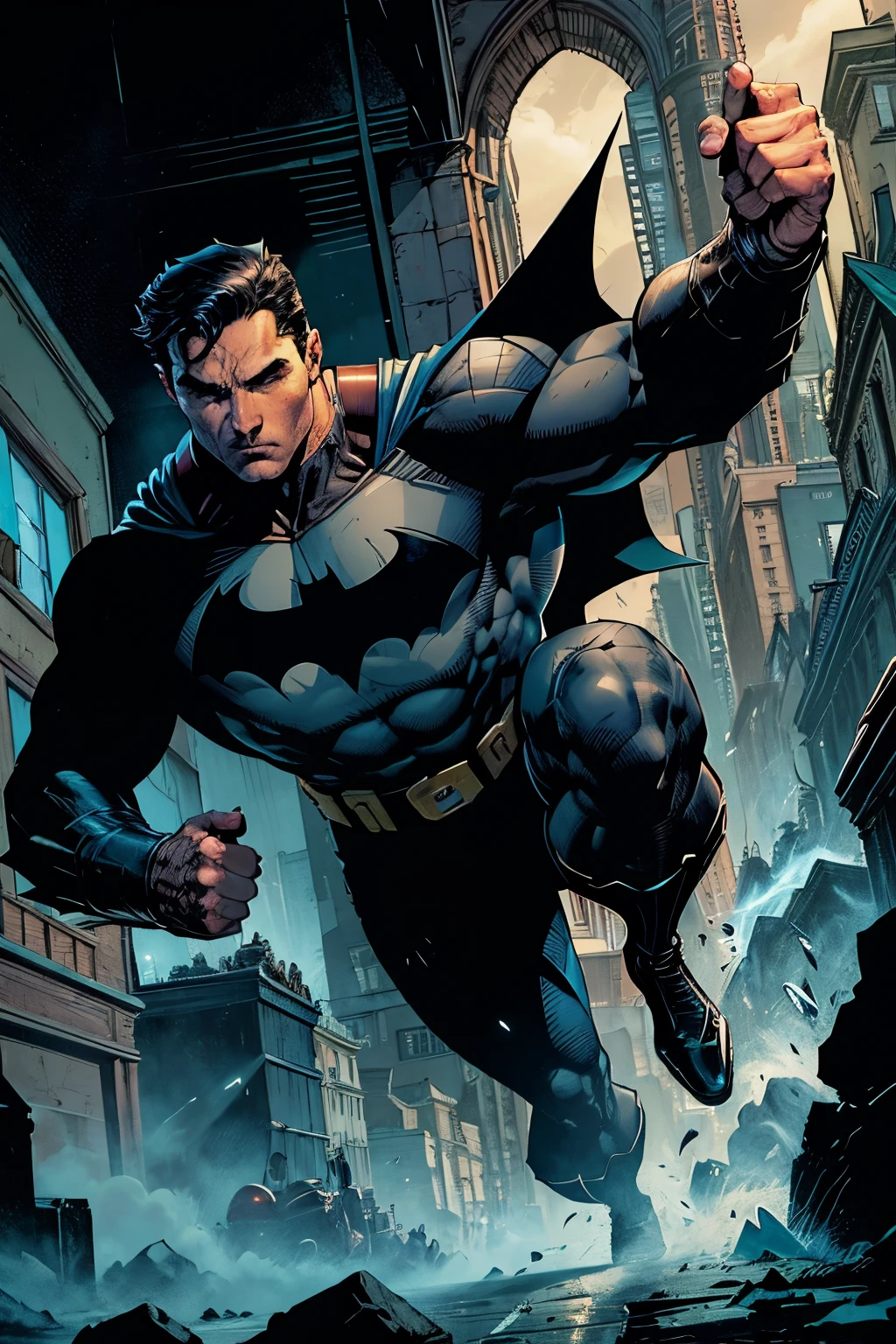 Robin the boy prodigy, filho de Batman ou Bruce Wayne, rebelde, astucioso, forte, jnlclinado to do justice, amante das artes marciais como jiu jitsu, aikido, Kung Fú and others, Estilo desenho da DC COMICS, The Dark City.