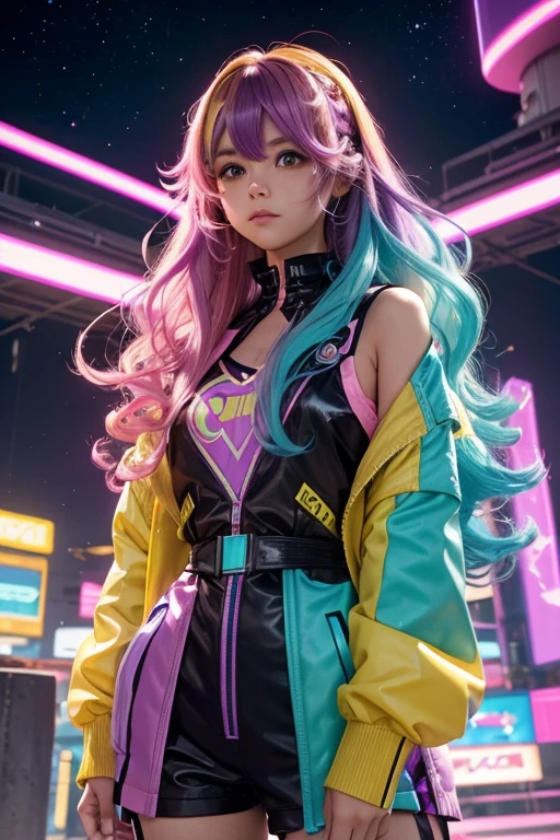 ((Fullbody)),((Best Quality, best resolution, award-winning portrait, official art)), ((perfect Masterpiece)), ((Realistic)) and ultra-detailed photography of a 1nerdy cyberpunk girl with goth and post apocalyptic colors. She has ((long mint colored hair)), wears a (Harajuku-inspired cyberpunk tech-wear top) and a (Harajuku-inspired cyberpunk tech-wear bottom:1.2) , ((the most beautiful and sexy aesthetic)), sexy, super huge enormously gigantic tits, cleavage showing, hot, sexy, seductive, slutty