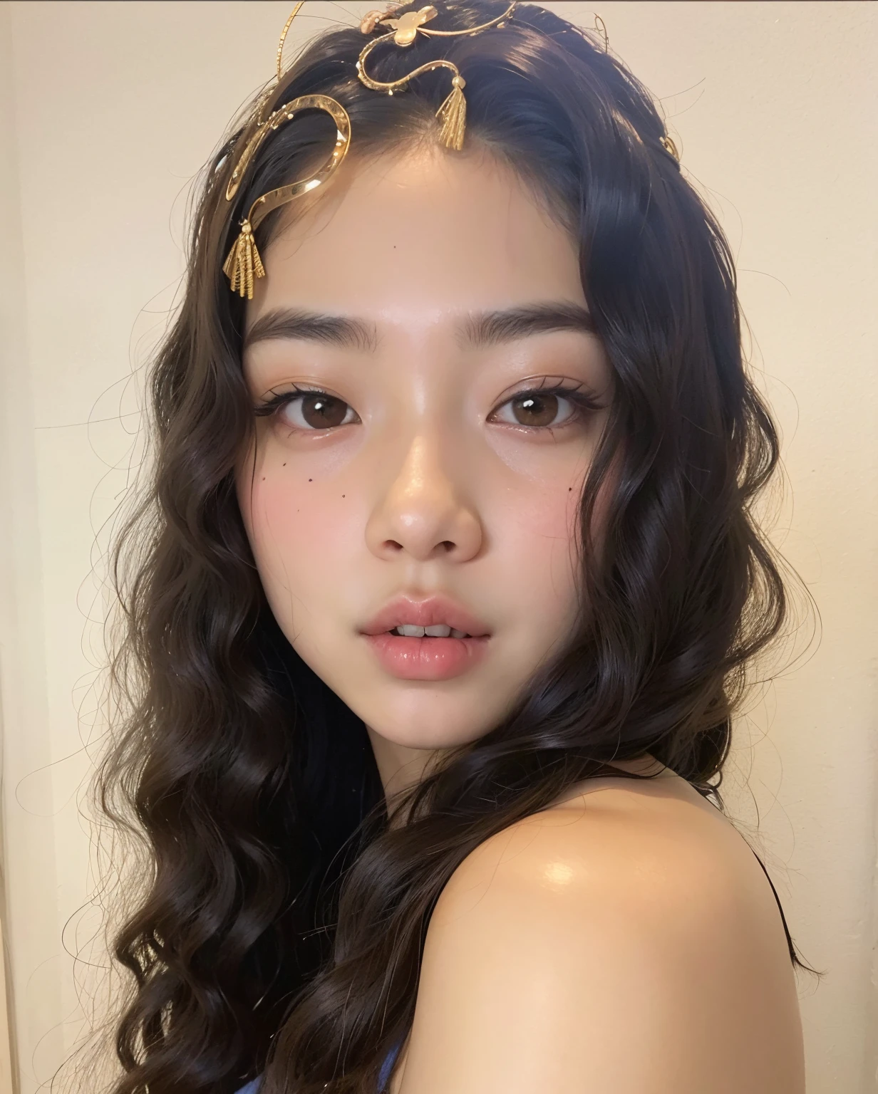 Arafed woman with long hair wearing a gold headband, jennie blackpink, Asian face, gemma chen, Wenfei Ye, louise zhang, a young asian woman, Jaeyeon Nam, Gongbi, TaeJune Kim, Xintong Chen, Heonhwa Choe, detailed face of a asian girl, Seseon Yoon, Lulu Chen, kwak ji jovem