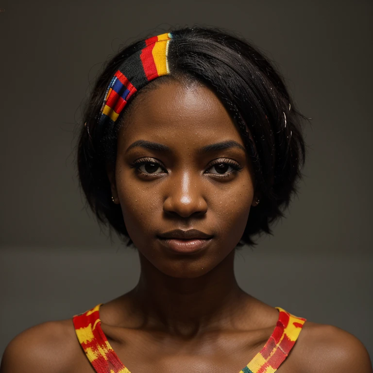 jovem negra africana com o rosto pintado com a Bandeira de Angola Styles realista ultra 4k a 8k