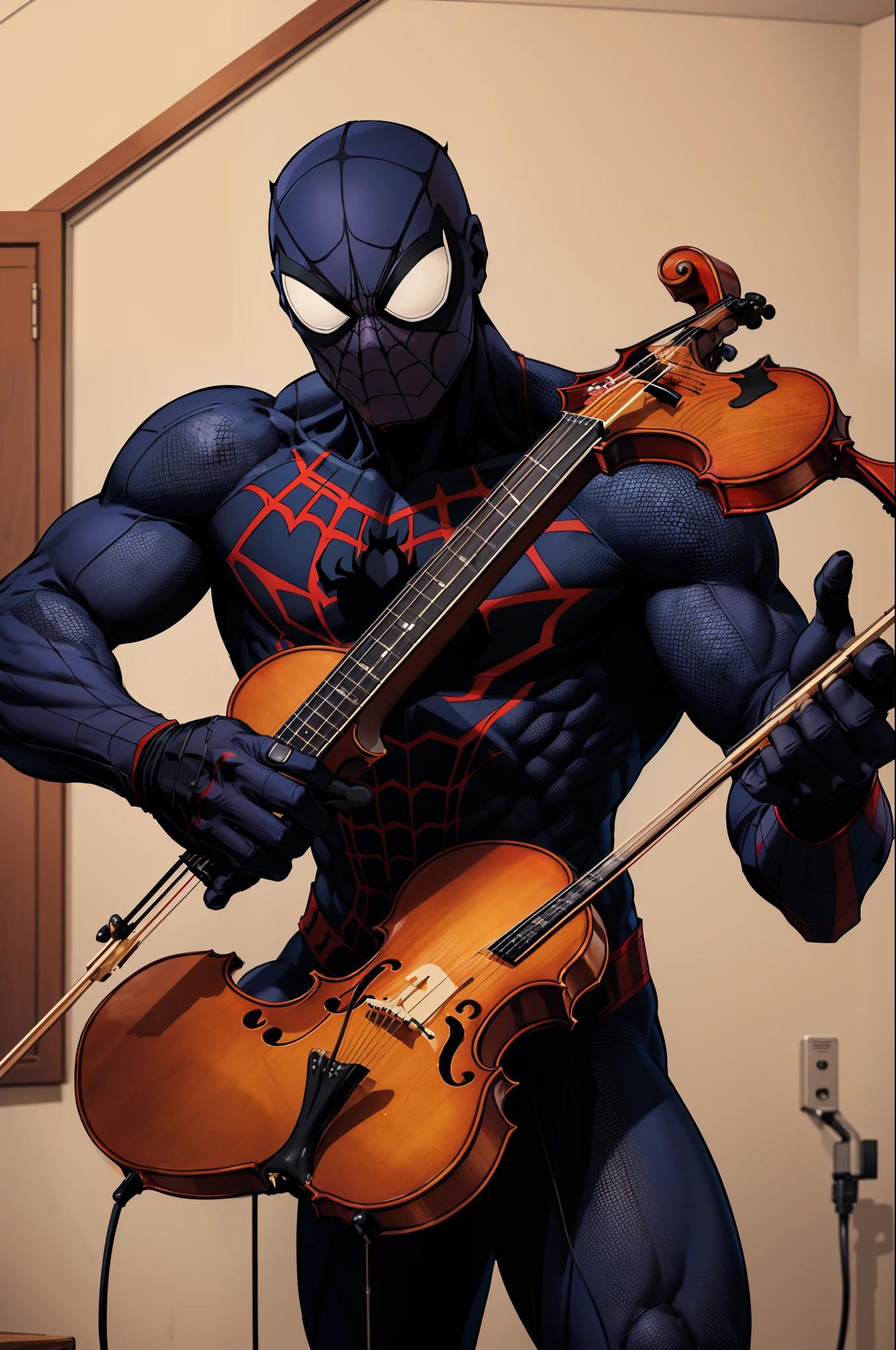 Homem aranha tocando violino