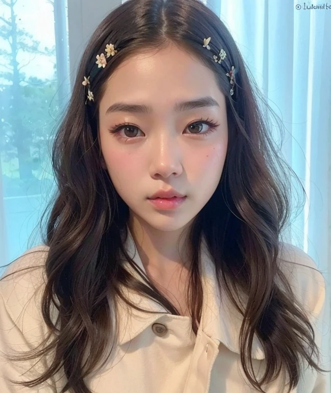 a close up of a young woman with long hair wearing a flower headband, blackpink jennie, jossi of blackpink, jaeyeon nam, taejune kim, jinyoung shin, aesthetic cute with flutter, wan adorable korean face, portrait of jossi of blackpink, park ji-min, lee ji-eun, lee ji - eun, heonhwa choe, ulzzang