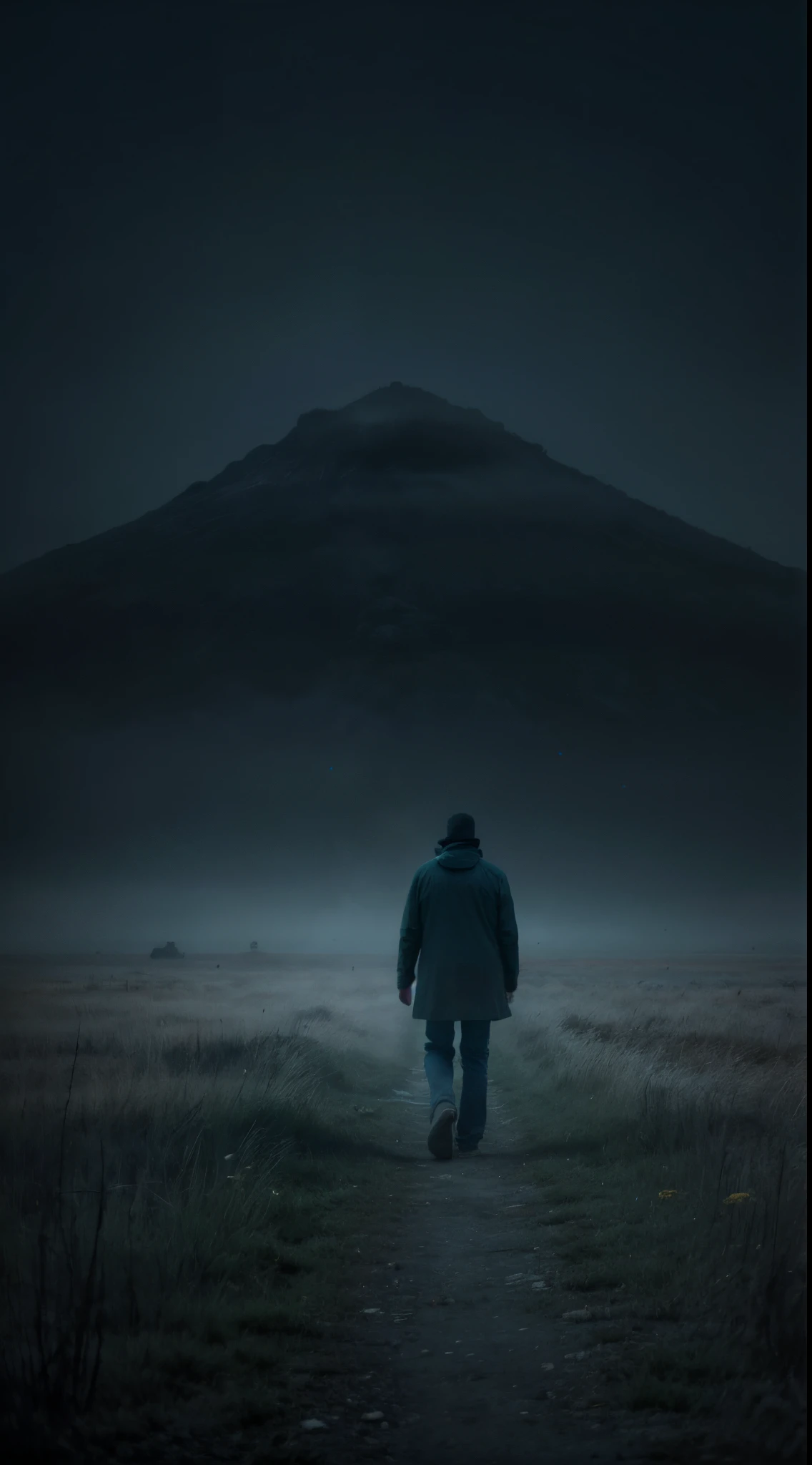 arafed person walking in the middle of a foggy field, blue - turquoise fog in the void, lonely atmosphere, lost in the void, low visibility creepy, he is all alone, hes alone, blue fog, lone person in the distance, sense of mystery and loneliness, loneliness, stunning moody cinematography, foggy photo 8 k, human staring blankly ahead. arafed person walking in the middle of a foggy field, a picture inspired by roger deakins, pexels contest winner, digital art, blue - turquoise fog in the void, lonely atmosphere, lost in the void, low visibility creepy, he is all alone, hes alone, blue fog, lone person in the distance, sense of mystery and loneliness. photorealistic, highly detailed, 4k, cinematic.