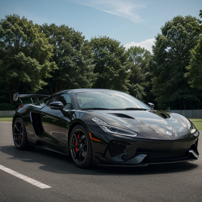 Sports car with futuristic background at maximum quality and resolution and with different types of cars on the sides.