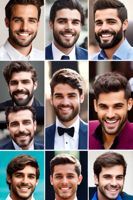 Multiples personas en cada imagen que esten sonriendo o no, quiero que sean hombres