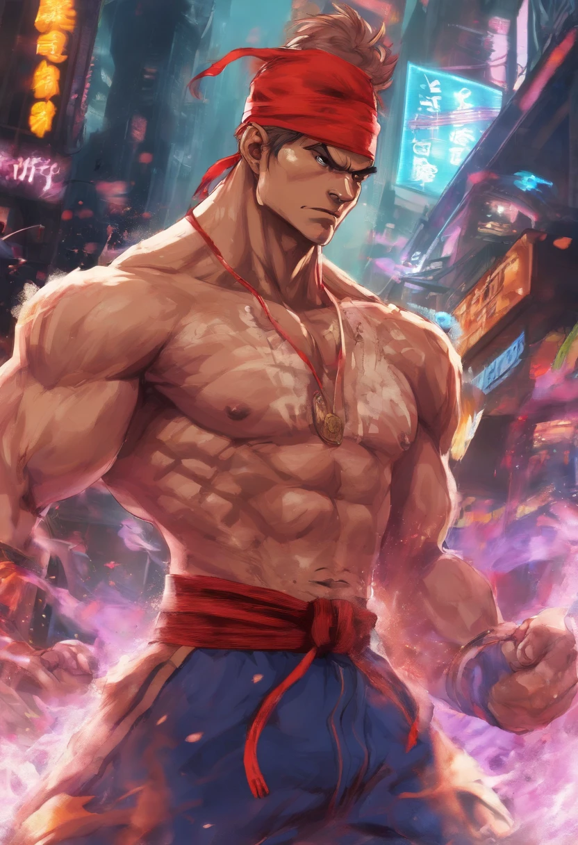 (best quality,8k,highres,masterpiece:1.2),ultra-detailed,(realistic,photorealistic,photo-realistic:1.37),HDR,professional,vivid colors,bokeh, is a wind-powered martial artist who joins the Street Fighter tournament. He wears a cloud-inspired outfit and a face mask, and has glowing tattoos on his skin. He fights in a futuristic city, using his wind aura to attack and evade. He seeks to challenge the strongest fighters and test his wind control skills. from street fighter,city scenery,wallpaper