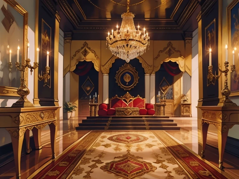best quality,ultra-detailed,realistic,studio lighting,portrait,royal council,people in historical costumes,opulent room,golden decorations,ornate furniture,elaborate tapestries,velvet drapes,impressive chandeliers,grand table,antique manuscripts,wisdom,leadership,discussion,strategy,majestic atmosphere,classical music in the background,rich color palette,soft and elegant lighting,serious and focused expressions,royal advisor,bodyguard,political intrigue,important decisions,authority,regal ambience