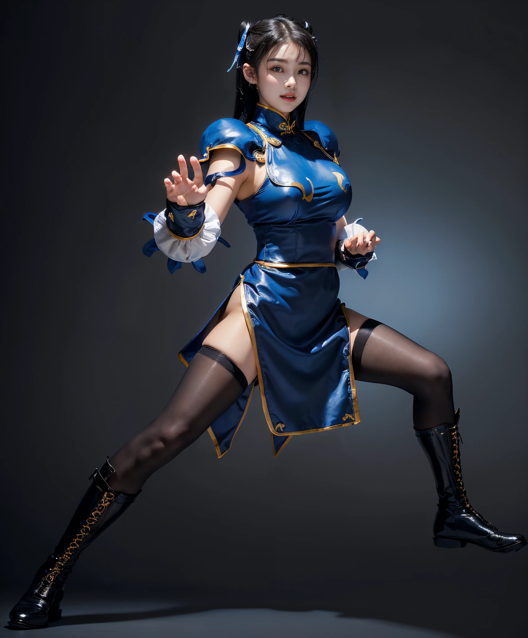 ChunLi、Street Fighter Chun-Li、Falling down、Are sleeping、s asleep、Suffering、mouth is always open sloppily、Drool is always dripping from my mouth、Asian Beautiful Girl、(((Wear black tights on your beautiful legs.)))、(((beauty legs)))、(((facial expression of smile)))、((((Make the most of the original image)))、(((Chun-Li costume)))、(((a short bob、beautiful hairl)))、(((Suffering)))、(((Feet must necessarily be worn with black tights)))、(((You need to wear red boots)))、((Top image quality、8K))、((top-quality、8K、masterpiece:1.3))、(((Keep your background simple)))、Crisp focus:1.2、Beautiful woman with perfect body shape:1.4、Slender Abs:1.2、a wet body:1.5、Highly detailed facial and skin texture、8K、beauty legs