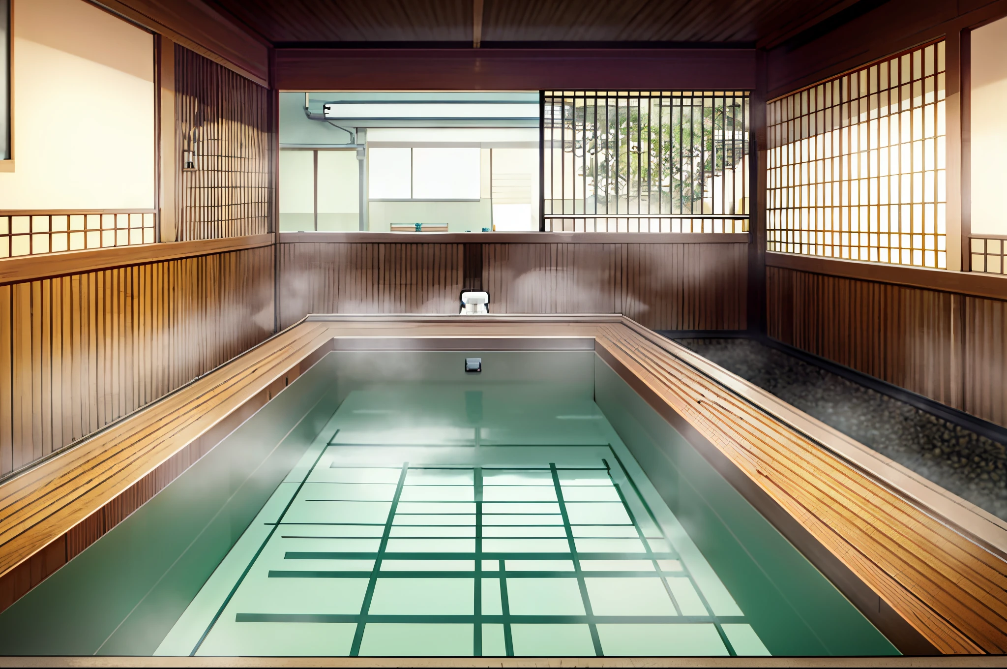 bathhouse、Empty landscape、unmanned public bath、Large bath、Angle in the middle of the bath