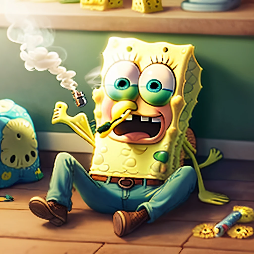 spongebob smoking weed