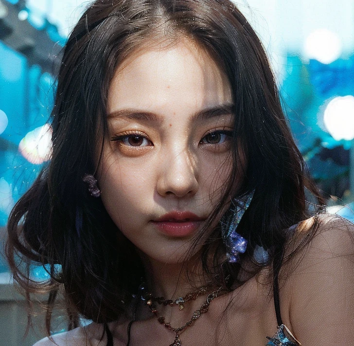 a close up of a woman with a necklace on her neck, jennie blackpink, Dom Yunjoo, Heonhwa Choe, Krystal, jossi do blackpink, Gongbi, Retrato de Jossi de Blackpink, Jiyun Chae, inspirado em Yanjun Cheng, TaeJune Kim, Parque Ji-min, Lee Ji-eun, Lee Ji - Eun