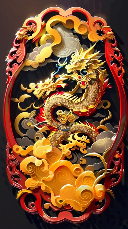 Close up of dragon with clouds on black background, smooth chinese dragon, china silk 3d dragon, chinesedragon, The golden dragon, chinese dragon engrave, Dragon Art, chinese dragon concept art, majestic japanese dragon, drak, phoenix dragon, dragon oil painting, cyan chinese dragon fantasy, Chinese dragon battle, long dragon, ancient chinese ornate