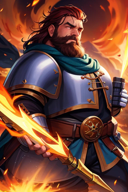 A dwarf named vanguard stormrider who's a knight of legendary battles and tales