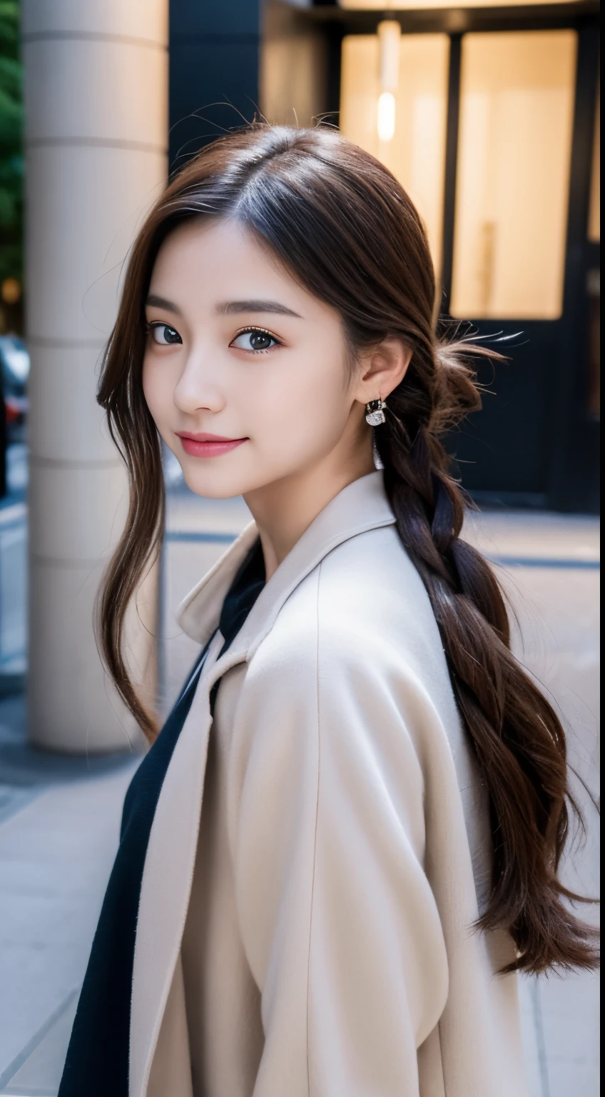 (((32K,very high res, high detailing, highly accurate,Masterpiece Girl 1:1.5))),Raw photo & realistic atmosphere,beautiful dark blue eyes,Detailed mouth,Glossy lips,Detailed eyebrows,Soft white skin that shines with every detail,,Eyes drawn in detail、Very beautiful eyes with azure eyes,Detailed lips、Very beautiful face,Very well-formed face、Lifelike face,shiny beautiful lips,Beautiful eyebrows,Infinite reality,Best design,(Insanely cute Japan 16-year-old high school girl,,Beautifully shaped breasts,Very cute beautiful girl,Little Girl,Healthy body,Outstanding style:1.5),Best Natural Makeup,Japanese ido,Korean Idols,Young sensual idol,Moist eyes,Dark Beautiful Deep Eyes,Beautiful butt,beauty legs,,camel's foot,:1.3),超A high resolution、,Natural and realistic face,Back lighting,Pure eyes are too cute,(((photorealisim,Photograph the whole body))),,Reality Live Action,(Fashionable earrings,,a necklace,A bracelet,gyuru,Glossy nail art,2022 Women's Teens Winter Casual Fashion,Down jacket,Black pants,white shoe,Calm and fashionable girl,light brown hair,Braided ear hair,独奏,little smiling,full body Esbian,Show full-body fashion,Leaning forward,Bend over, Only beauty young cute 15 year old girl,A rather petite and very cute 15-year-old girl:1.7),Night in Shibuya
