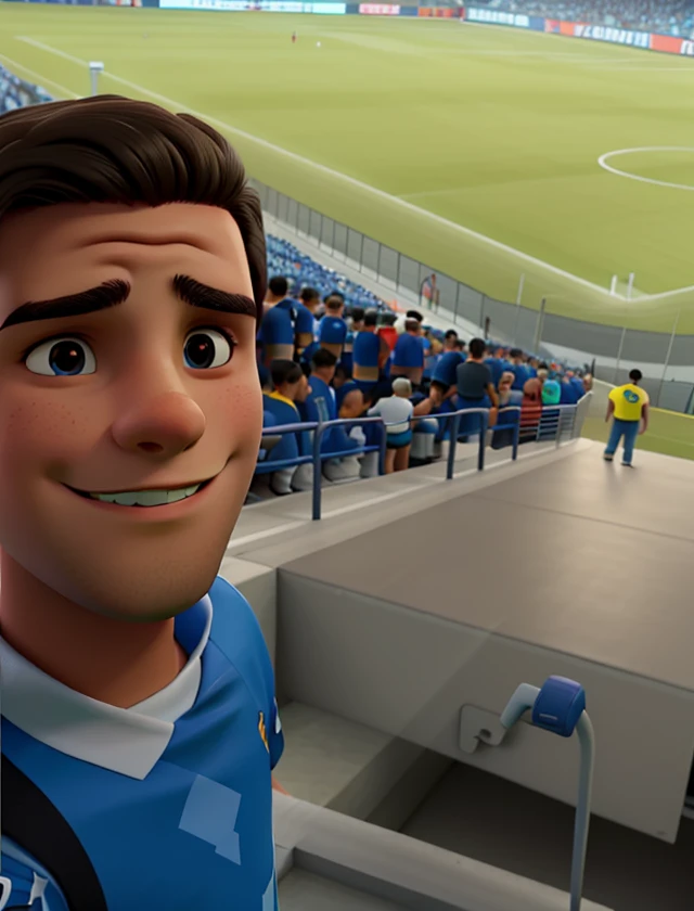 Young man on football field football arena grêmio fans high quality