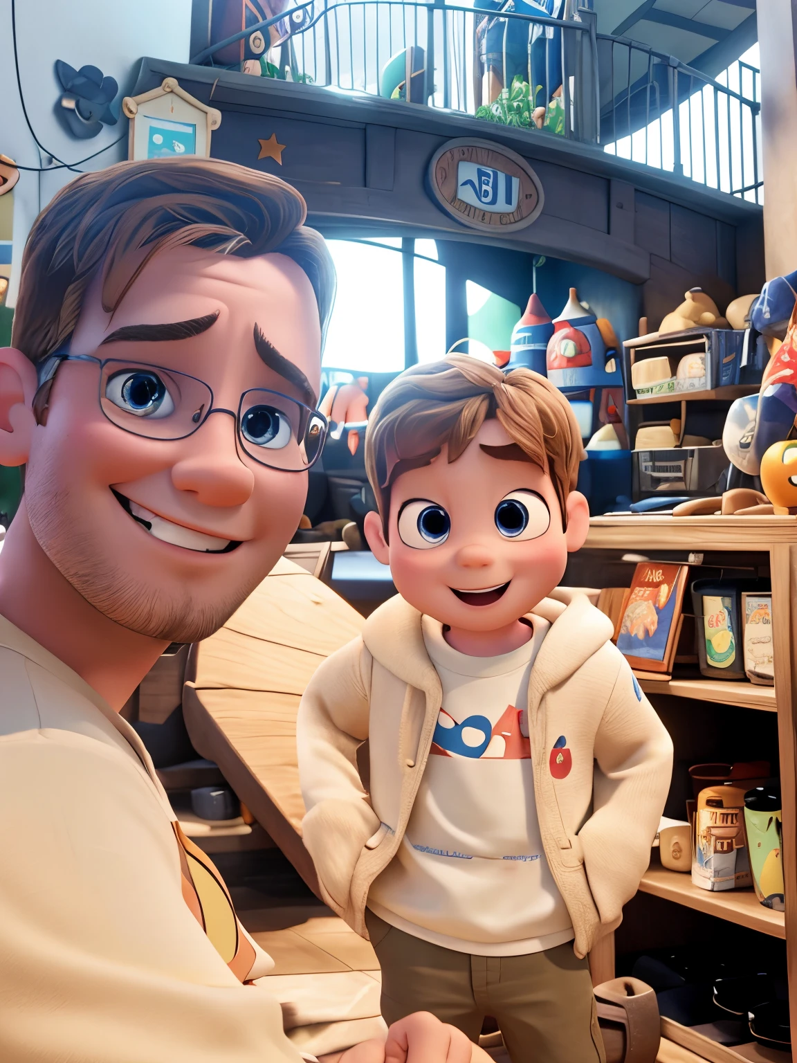 Liam and Henry as Pixar Disney move poster
