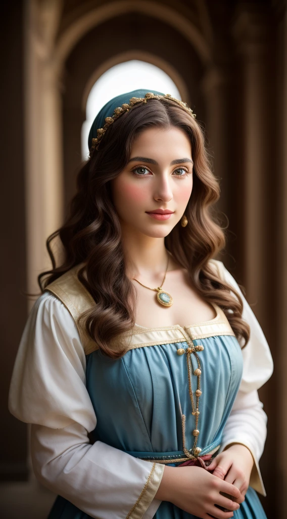 a beautiful Jewish woman from the 1st century after Christ in period clothing, in a realistic period setting, 8k photography style