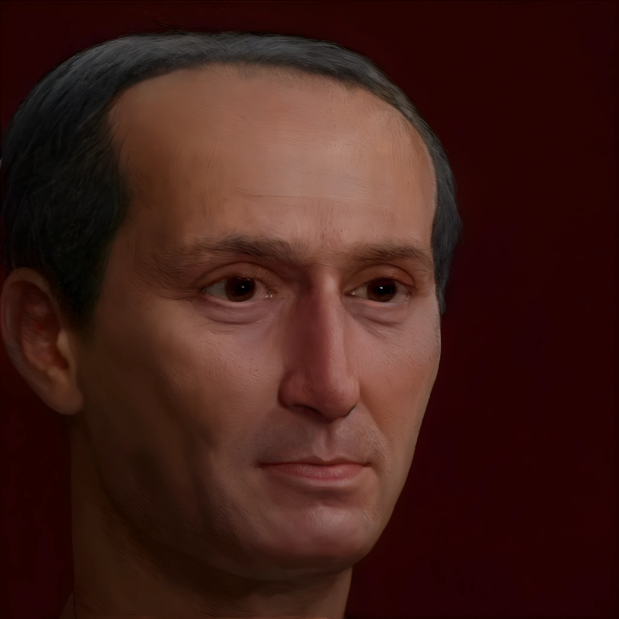 arafed head of a man with a tie and a suit, realistic restored face, realistically rendered face, portrait of male humanoid, ancient rome man, humanoid portrait, photo-realistic face, full - face close - up portrait, realistic human face, photorealistic facial features, human face realistic, portrait still detailed, roman face