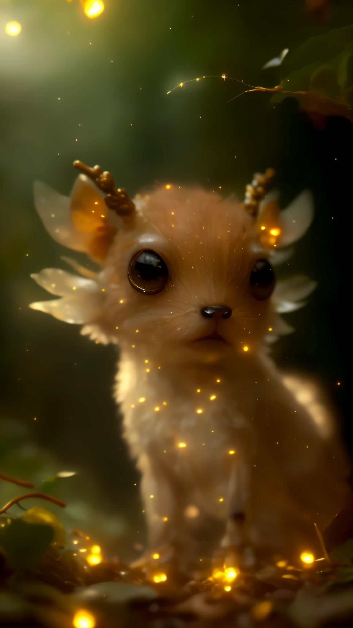 Close-up angle of cute tiny fireflies, illuminating the bush, a detailed painting, cgsociety, Detailed painting, artstation hd, high detail, cgsociety, photo realism, Concept art, artstation hd, official arts, bokeh, 真实感, Realism, tmasterpiece, Brad Jongsan walks in the jungle (Night of the Fireflies), (higly detailed: 1 1), rough face, natural skin, hiquality, NSFW, pretty eyes, (Detailed face and eyes), (s face: 1 2), tumult, Complementary, real-photo, ..PSD, Lightweight Film Photography, sharp-focus, Contrast,  nai, antlers,