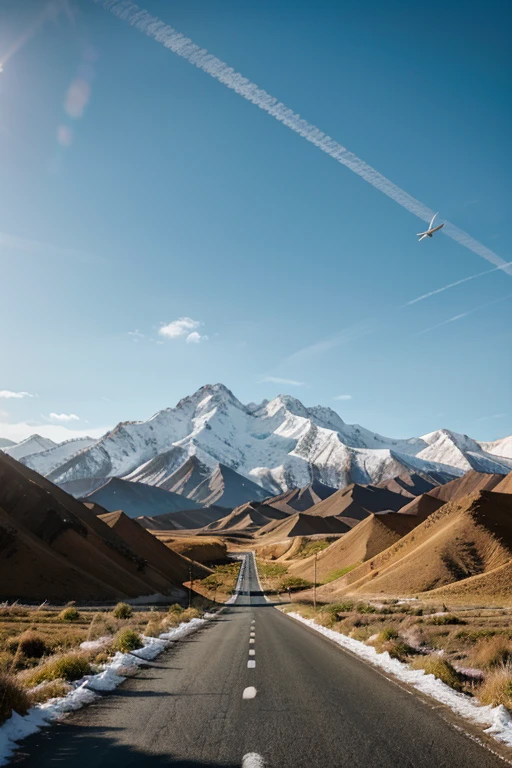 tmasterpiece,highest qualityr,CG unidad 8k fondo de pantalla,super delicate,Hermosos cielos y nubes,Ricos paisajes naturales,Autumn in Xinjiang,Carreteras,Bosque de abedules,snow mountains