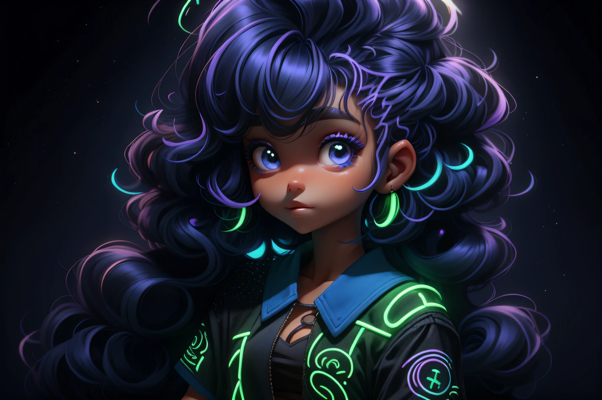 menina velho, (velho), cabelo curto, loiro escuro, roupas rave neon, master part, best quality