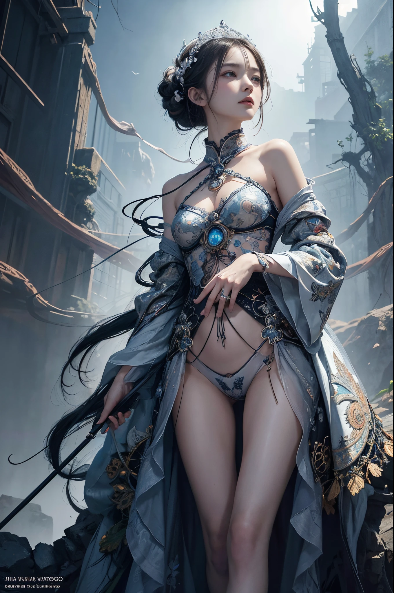 official art, unity 8k wallpaper, ultra detailed, beautiful and aesthetic, masterpiece, best quality, (zentangle, mandala, tangle, entangle), (fractal art:1.3) , 1girl, extremely detailed, dynamic angle, cowboyshot, the most beautiful form of chaos, elegant, a brutalist designed, vivid colours, romanticism, by james jean, roby dwi antono, ross tran, francis bacon, michal mraz, adrian ghenie, petra cortright, gerhard richter, takato yamamoto, ashley wood, atmospheric, ecstasy of musical notes, streaming musical notes visible