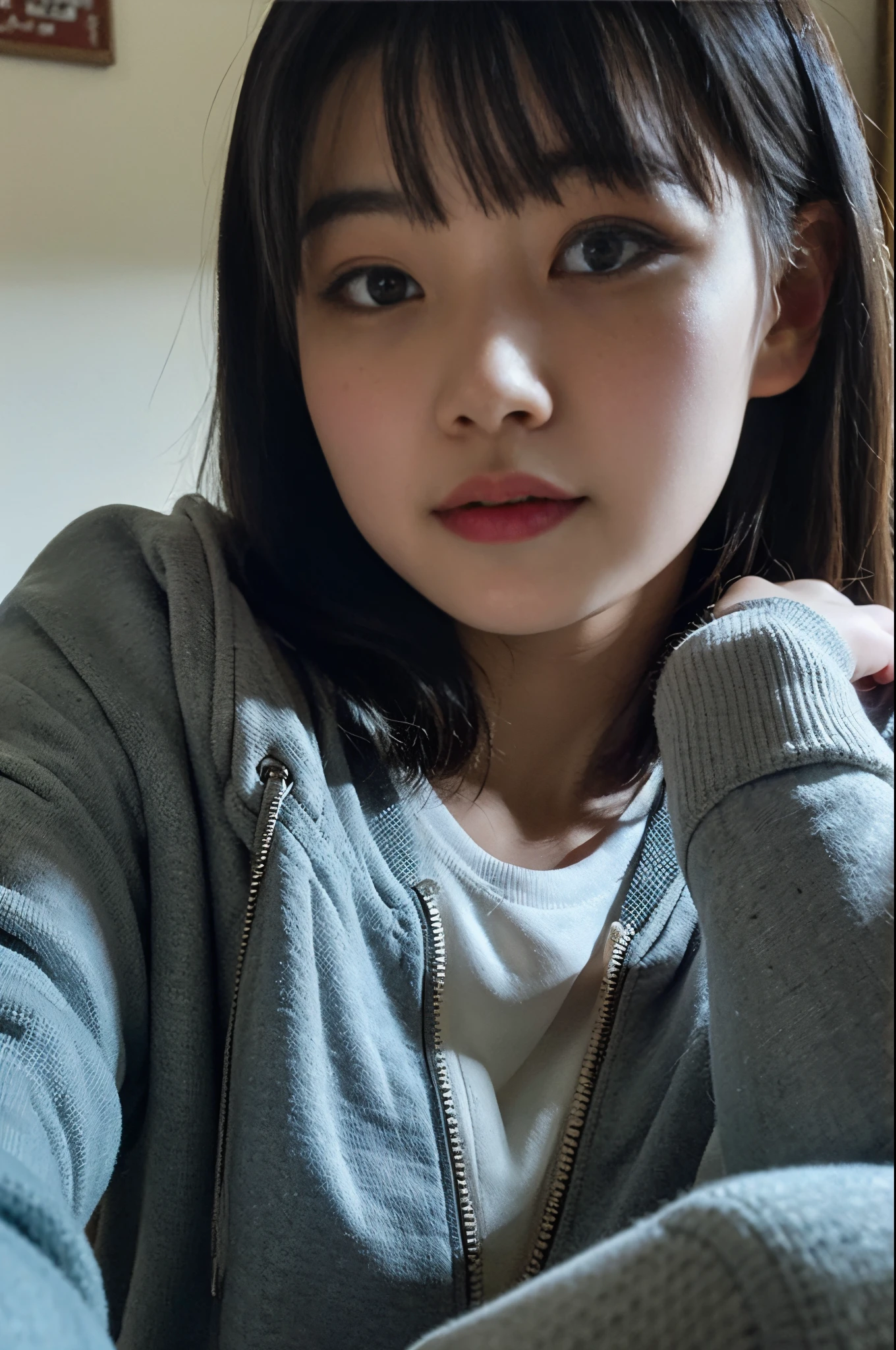 a photo of yukinaaaaaa, 18 year old girl in the classroom, close up, (intricate details:0.8), (hdr, hyperdetailed:1.2), slightly naked