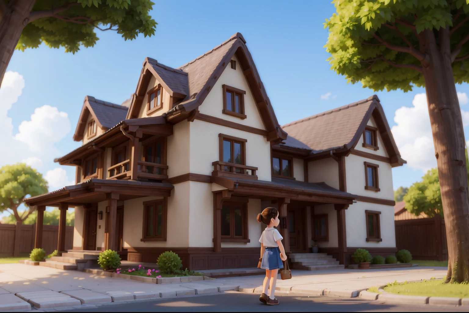 masterpiece, best quality, 1girl,house