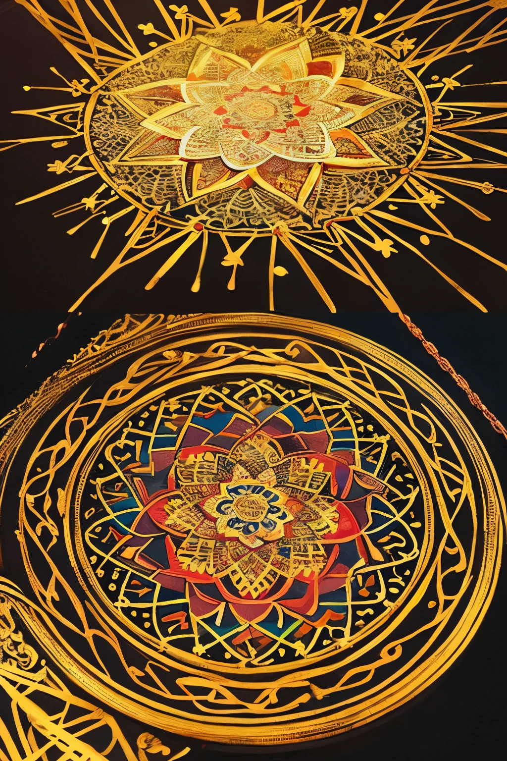 PerfectNwsjMajic,(masutepiece, of the highest quality, Best Quality, Official art, Beautiful and aesthetic:1.2), (1girl in), ighly detailed,Colorful,highest details, Official art, Unity 8k壁纸, ultra-detailliert, Beautiful and aesthetic, Beautiful, masutepiece, Best Quality, (Zentangle, mandalas, Tangle, Entangle) ,Holy Light,gold foil,Gold leaf art,glitter drawing,