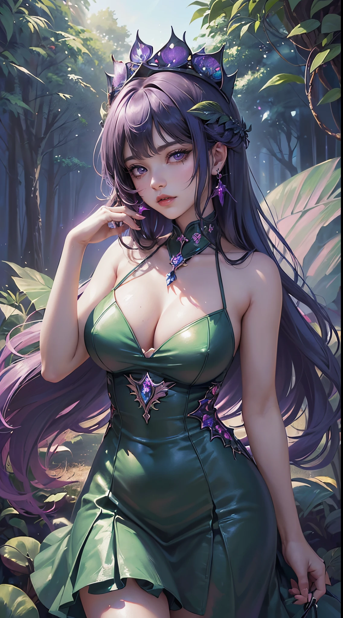Selena Gomez en lingerie Motivo de mariposa、fondo magenta、colores vibrantes、((obra maestra)))、(((highest qualityr)))、((ultra-detallado))、(lenceria morada:1.4) ,(Un hiperrealista)、(very detailed illustration）、arte oficial、decadente、Belleza fresca、elegancia、splendid.、Belleza inigualable、Precioso vestido bebe Dolly 、jewely、Solo femenino、perfect angle、Perfectcomposition,(enchanted forest background big leaves carnivorous plants:1.4),(4 k detail fantasy), bragas naranja, Pantimedias rasgadas,,More detailed 8K.motor irreal:1.4,UHD,La mejor calidad:1.4, fotorrealista:1.4, textura de la piel:1.4, obra maestra:1.8,obra-prima, mejor calidad,objeto Objeto], (detailed face features:1.3),(manos detailed),((Las proporciones correctas))