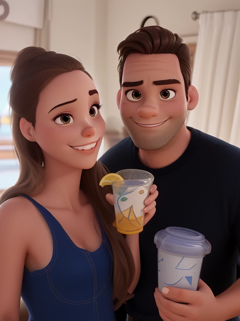 casal homem e mulher no estilo Disney Pixar, alta qualidade, melhor qualidade