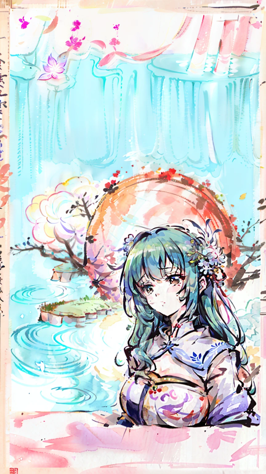 pintura de um jardim com flores e uma borboleta voando sobre ele, paisagem campestre anime, pintado em anime painter studio, bela cena de anime, arte de fundo do anime, beautiful anime scenery, anime bela cena de paz, feito com anime painter studio, anime scenery, natureza anime, ambiente floral, scenery art detailed, pintura digital altamente detalhada, scenery artwork, Paisagem do anime, pintura digital altamente detalhada