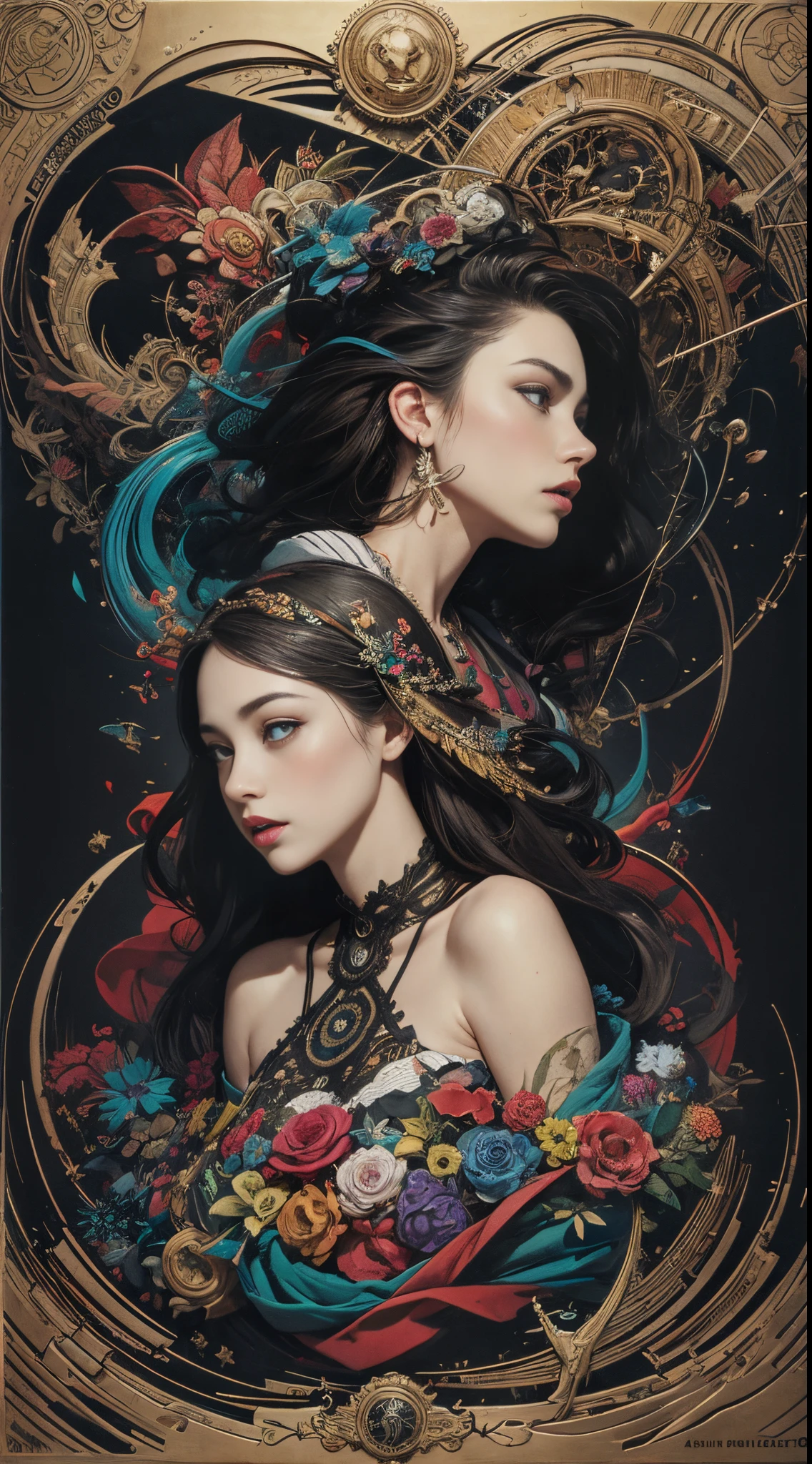 official art, unity 8k wallpaper, ultra detailed, beautiful and aesthetic, masterpiece, best quality, (zentangle, mandala, tangle, entangle), (fractal art:1.3) , 1girl, extremely detailed, dynamic angle, cowboyshot, the most beautiful form of chaos, elegant, a brutalist designed, vivid colours, romanticism, by james jean, roby dwi antono, ross tran, francis bacon, michal mraz, adrian ghenie, petra cortright, gerhard richter, takato yamamoto, ashley wood, atmospheric, ecstasy of musical notes, streaming musical notes visible