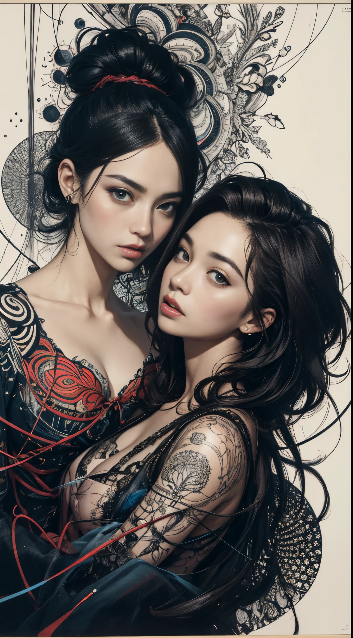 official art, unity 8k wallpaper, ultra detailed, beautiful and aesthetic, masterpiece, best quality, (zentangle, mandala, tangle, entangle), (fractal art:1.3) , 1girl, extremely detailed, dynamic angle, cowboyshot, the most beautiful form of chaos, elegant, a brutalist designed, vivid colours, romanticism, by james jean, roby dwi antono, ross tran, francis bacon, michal mraz, adrian ghenie, petra cortright, gerhard richter, takato yamamoto, ashley wood, atmospheric, ecstasy of musical notes, streaming musical notes visible