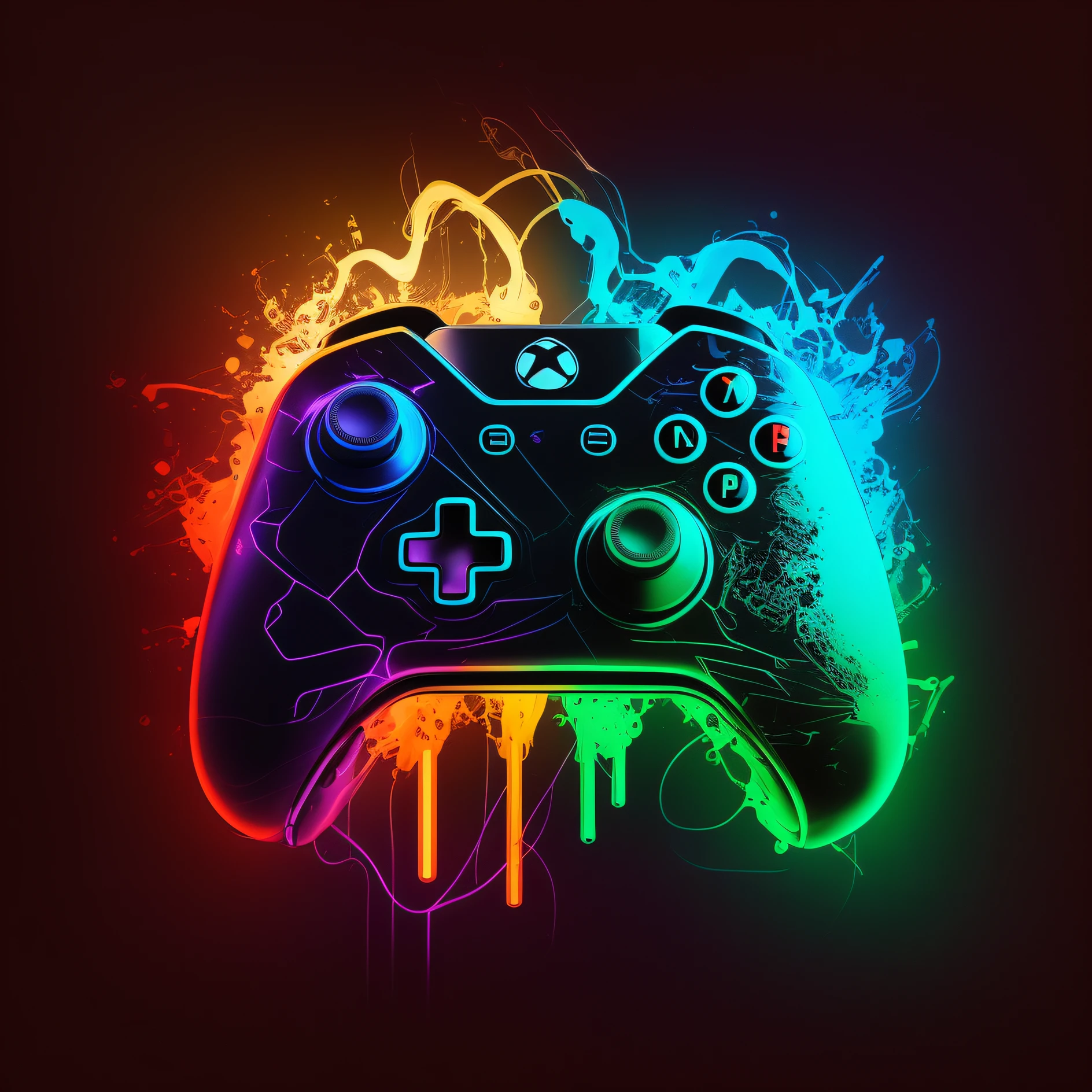 um controlador de videogame bem iluminado com respingos e tinta, arte digital de videogame, HD 4K Arte Digital, arte de jogos de computador, papel de parede 4k, papel de parede 4K, Arte Digital 4K, Arte digital detalhada em 4k, controle de videogame, Papel de parede 4K, 8k hd papel de parede arte digital, Papel de parede 4k, cor neon sangrar, Arte Digital 4K