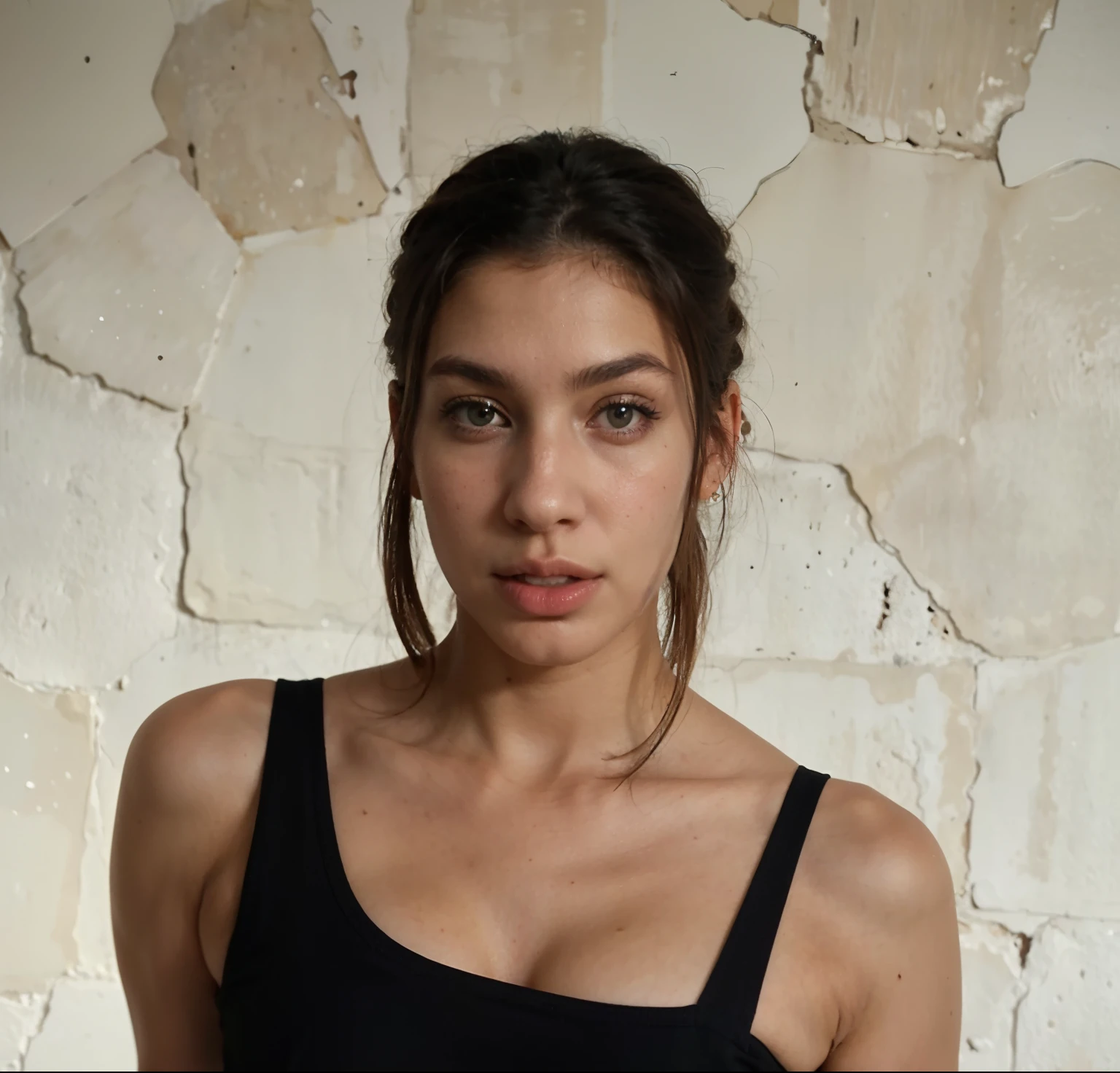 (Best quality, 8k, 32k, Masterpiece, UHD:1.3) of a woman in a black top and black shorts posing for a picture, 30-year-old woman from cuba, violet myers, looks like laura barriales, flawless olive skin, dua lipa, 2 4 year old female model, she is about 2 5 years old, gorgeous latina face, she has olive brown skin, she is about 20 years old