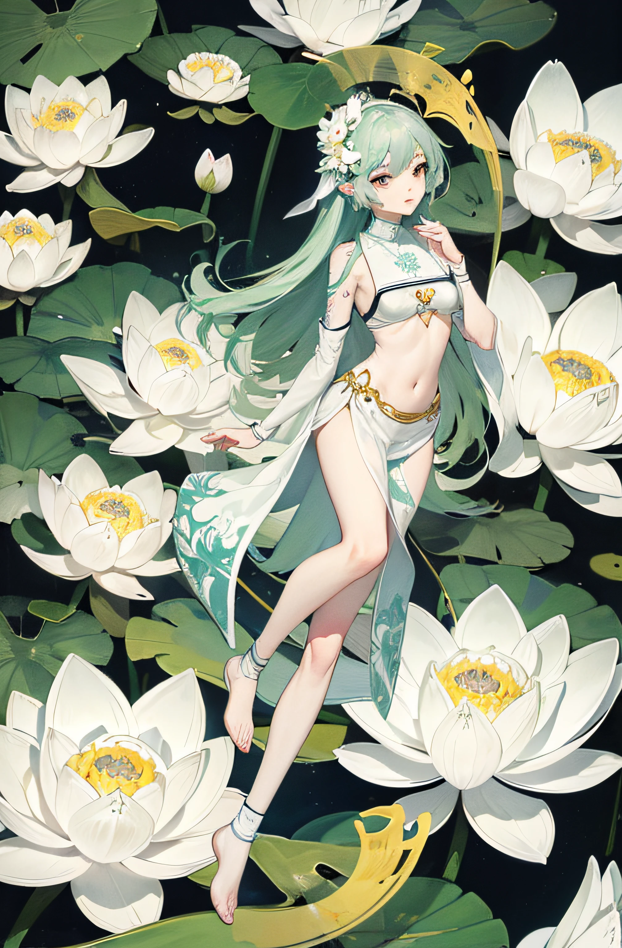 Completely naked A cute girl with an insane amount of lotus flower tattoos all over her body rainbow colored hair