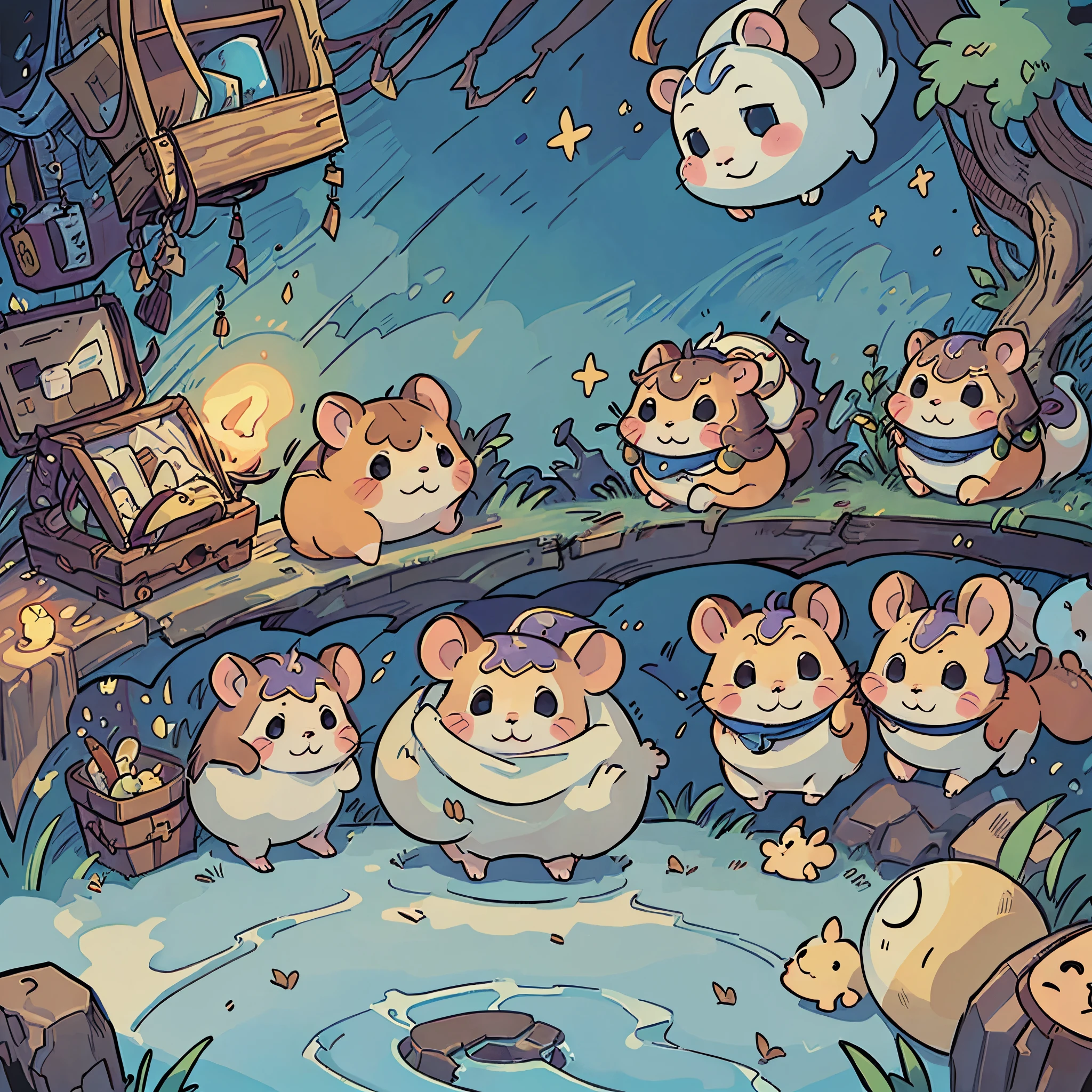 (masterpiece, best quality), best resolution, hamster adventurer on a heroic quest
