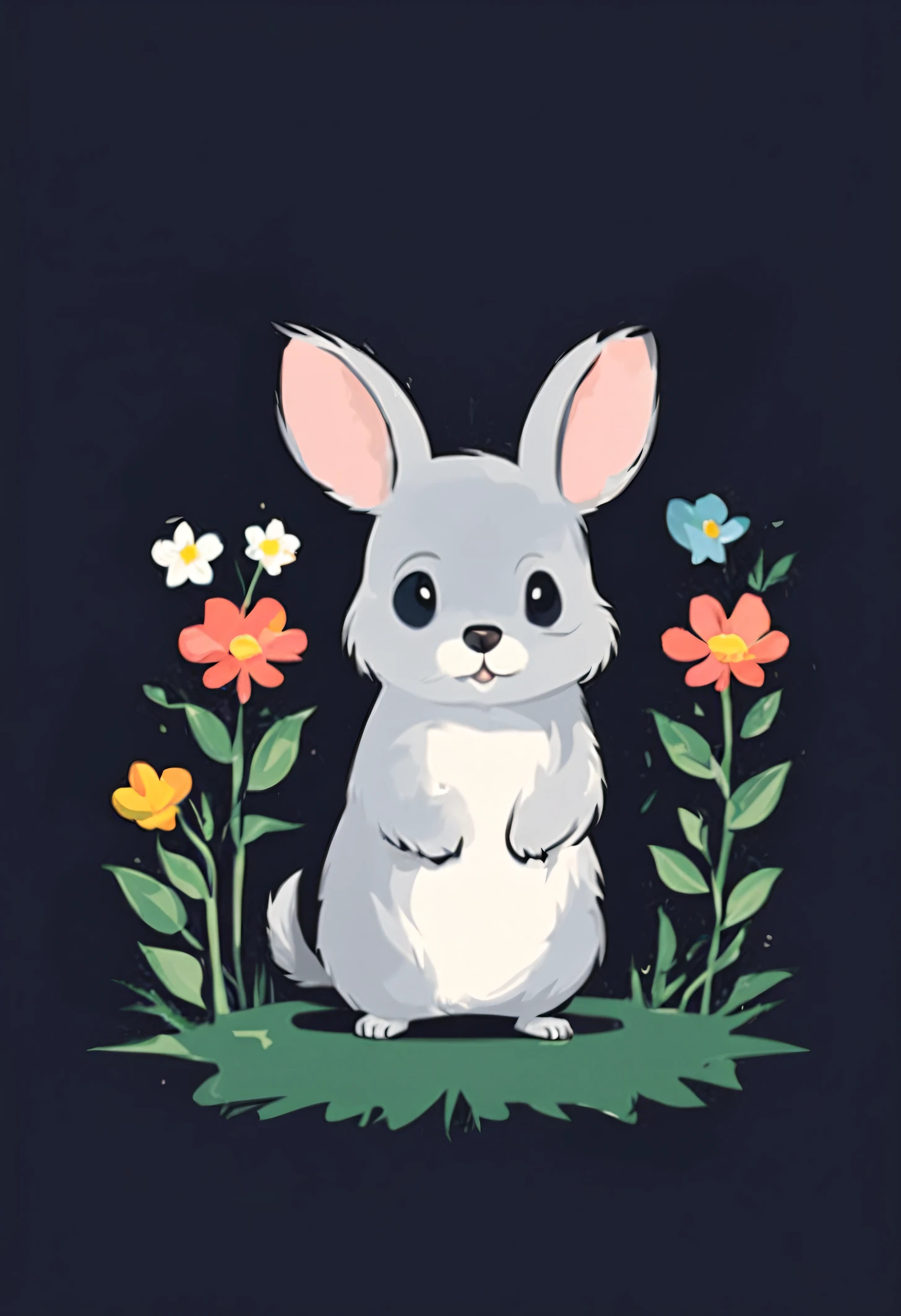 Vector Design, TShirt design, Line Art T – Shirt, Retro, Flowers, Chinchilla , Cartoon, vintage, trendy, 2d, vector, flat, no mockup, no background