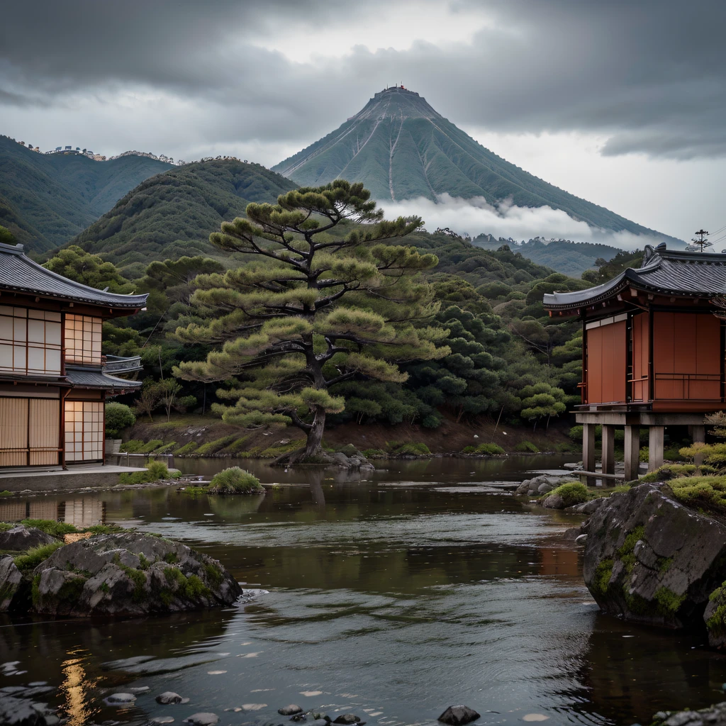 foto paisaje japones con 7k de resolucion con fondo lluvioso